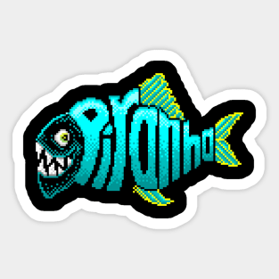 Piranha 8 Bit Art Sticker